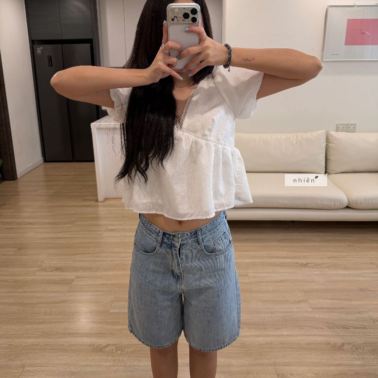 Quần jean nữ - quần ngố lửng ống rộng nhiennhienvintage NQJ00002 | BigBuy360 - bigbuy360.vn