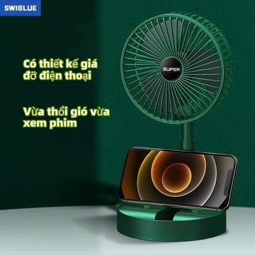 Quạt sạc để bàn, thiết kế gấp gọn kéo dài di động, quạt USB dùng cho du lịch, ngoài trời và gia đình