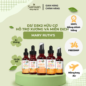 MaryRuth's Vitamin D3 D3+K2 Thuần Chay Dạng Xịt/Nhỏ Giọt Cho Bé & Gia Đình, Hỗ Trợ Xương Và Miễn Dịch