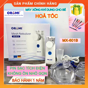 [HỏaTốc] Máy xông khí dung cho bé OROMI MX-601B không ồn nhỏ gọn cầm tay, dùng pin tiểu - Máy xông mũi họng siêu âm