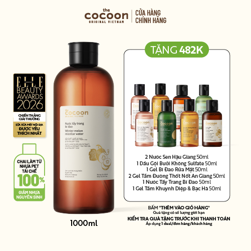 Supersize – Nước tẩy trang bí đao Cocoon tẩy sạch makeup & giảm dầu 1000ml