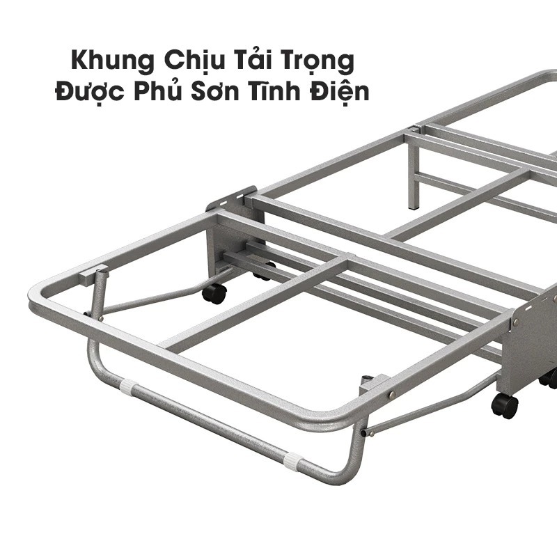 Giường Gấp Văn Phòng Đa Năng, Giường Xếp Thông Minh Bánh Xe Di Chuyển, Đệm Khung Thép Sơn Tĩnh Điện | BigBuy360 - bigbuy360.vn