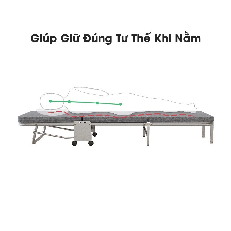 Giường Gấp Văn Phòng Đa Năng, Giường Xếp Thông Minh Bánh Xe Di Chuyển, Đệm Khung Thép Sơn Tĩnh Điện | BigBuy360 - bigbuy360.vn