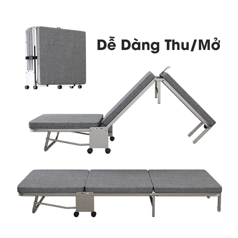 Giường Gấp Văn Phòng Đa Năng, Giường Xếp Thông Minh Bánh Xe Di Chuyển, Đệm Khung Thép Sơn Tĩnh Điện | BigBuy360 - bigbuy360.vn