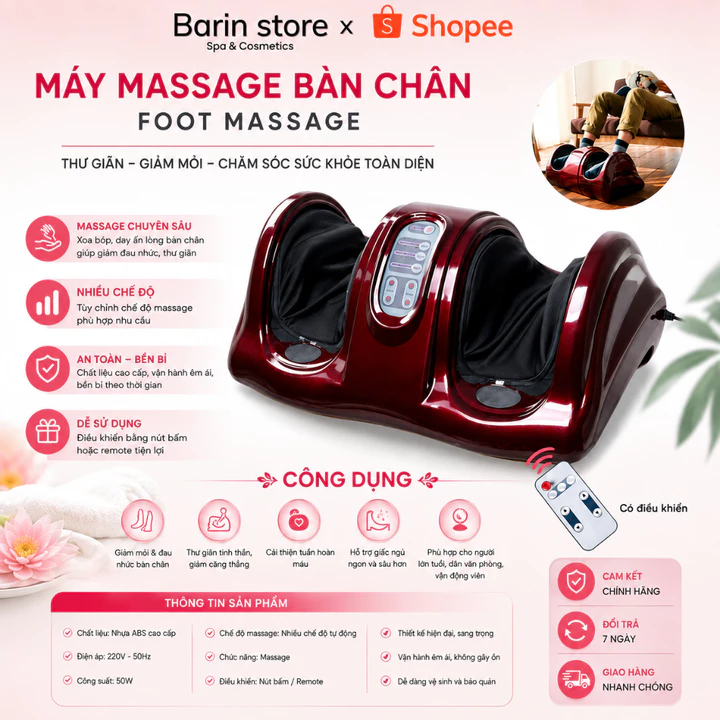 Máy Massage Chân Foot Massager | Máy Matxa Chân Thư Giãn Kèm Điều Khiển Tiện Lợi, Dễ Dùng