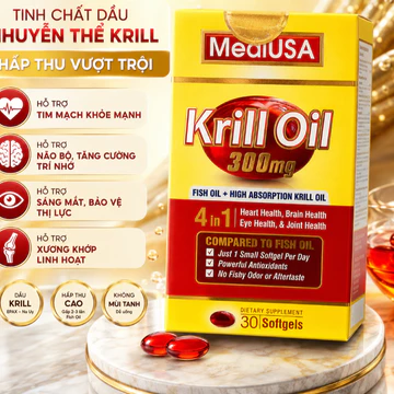 ( Quà Hấp Dẫn ) - Dầu nhuyễn thể KRILL OIL MediUSA - Giúp tăng cường sức khỏe tim mạch, não bộ, mắt, xương khớp.