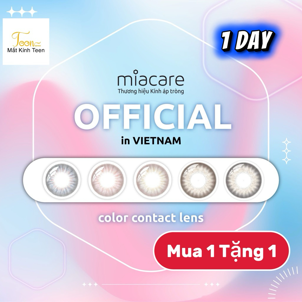 [ Mua 1 Tặng 1 ], Lens 1 Day MIACARE  Độ Cấp Ẩm Cao- Màu Tự Nhiên, Mang Êm Mắt Cả Ngày Dài, Tiện Lợi và Vệ Sinh hơn.