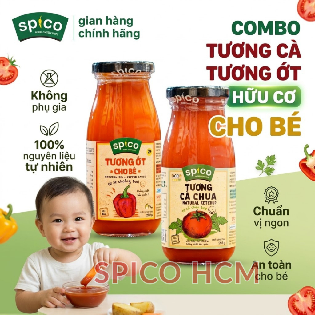 [COMBO CHO BÉ] Tương Cà Tương Ớt không cay Spico cho bé từ 2 tuổi, nguyên liệu tự nhiên, ko phụ gia