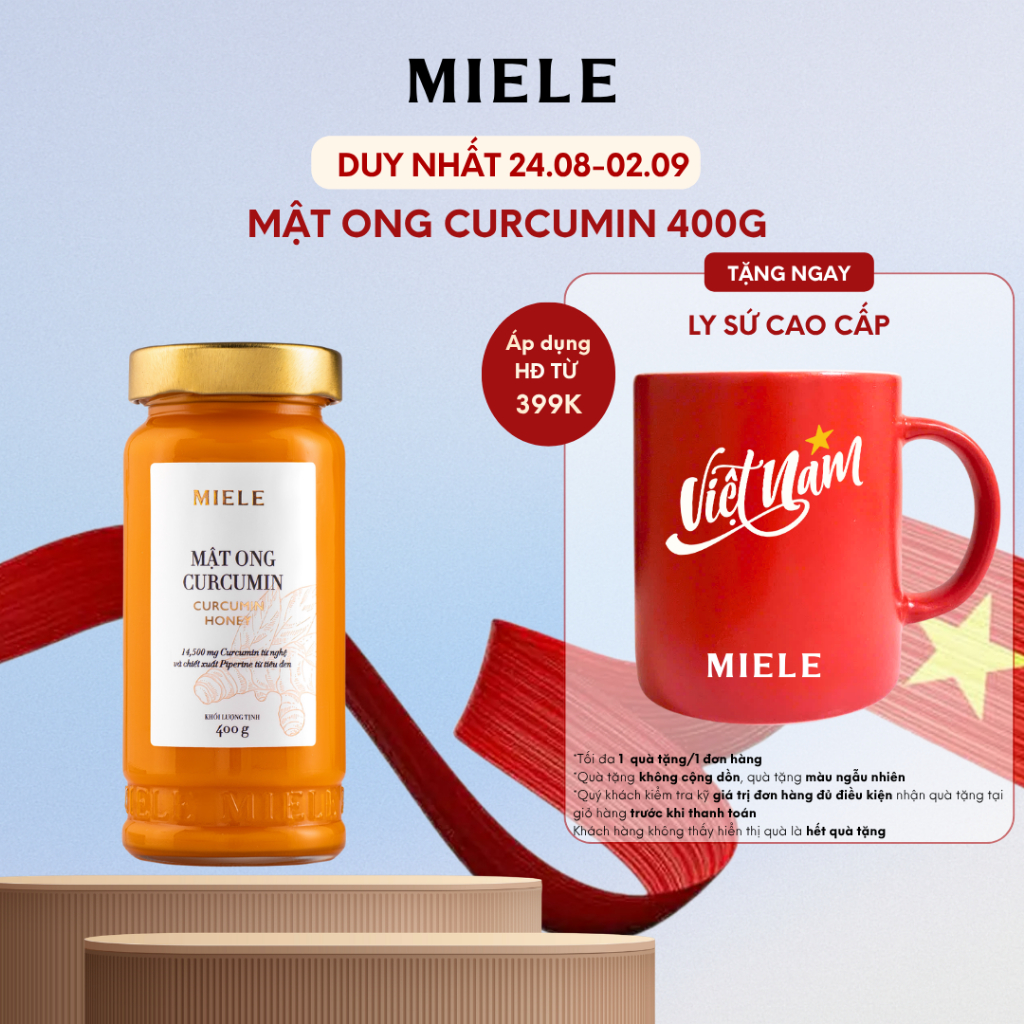 Mật Ong Nghệ Curcumin Miele, Hỗ Trợ Dạ Dày Đẹp Da, Đạt Chuẩn HACCP