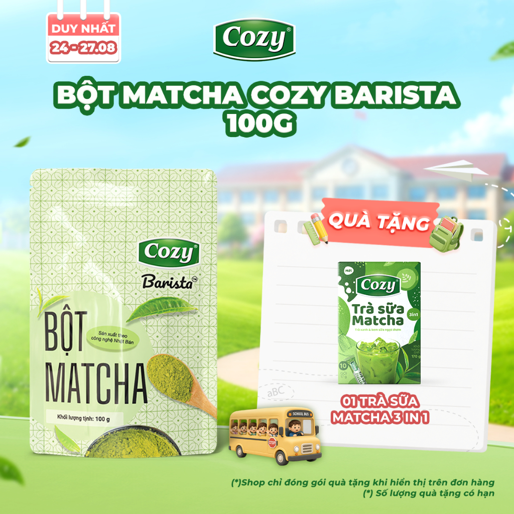 Bột Matcha Cozy Thơm Vị Trà Xanh Dịu Nhẹ, Dễ Uống, Dùng Trong Pha Chế, Làm Bánh, Làm Đẹp 100g/200g
