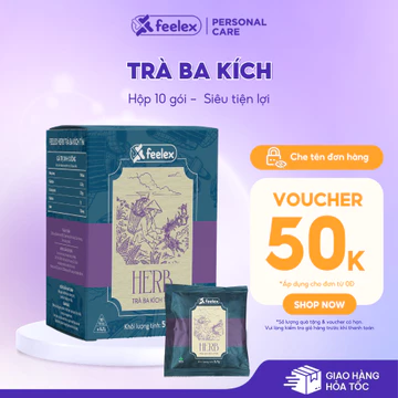 Trà ba kích tăng cường sức khỏe phái mạnh Feelex Herb Ba Kích sử dụng hằng ngày tự nhiên, dễ uống 10 gói