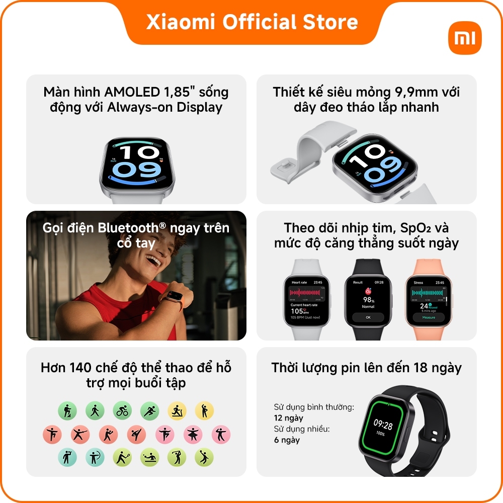 Xiaomi Đồng hồ thông minh Redmi Watch 6 Active I Thời lượng pin lên đến 18 ngày | BigBuy360 - bigbuy360.vn
