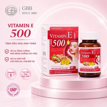 Viên uống đẹp da Vitamin E bổ sung vitamin e, chống lão hóa, làm sáng da, giảm sạm nám,hô trợ nội tiết tố nữ (Hộp 30 viê