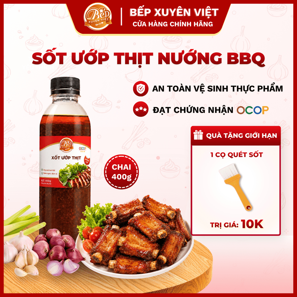[HỎA TỐC] Sốt Ướp Thịt Nướng BBQ cho heo, bò, gà, cá, hải sản Bếp Xuyên Việt 400g, xốt ướp nướng