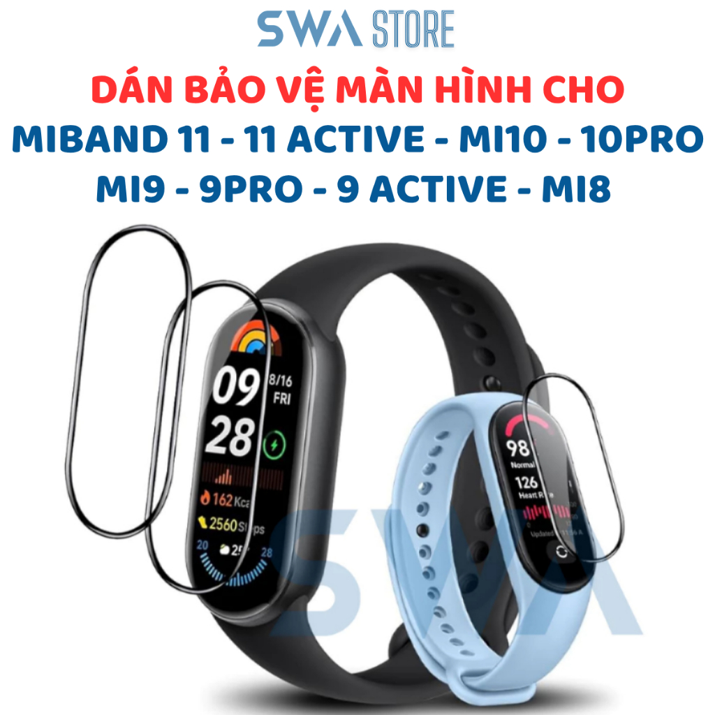 Cường Lực Dẻo 3D SWA Dùng Cho Mi Band 11 10 9 8  Pro Active Chịu Lực Chống Trầy