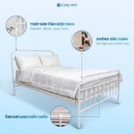 Giường Khung Sắt WILLOW CHU MY Cao Cấp Sơn Tĩnh Điện – Giường Sắt Decor Hiện Đại Chịu Lực 500kg Nan Gỗ (Màu Trắng) — ảnh 4