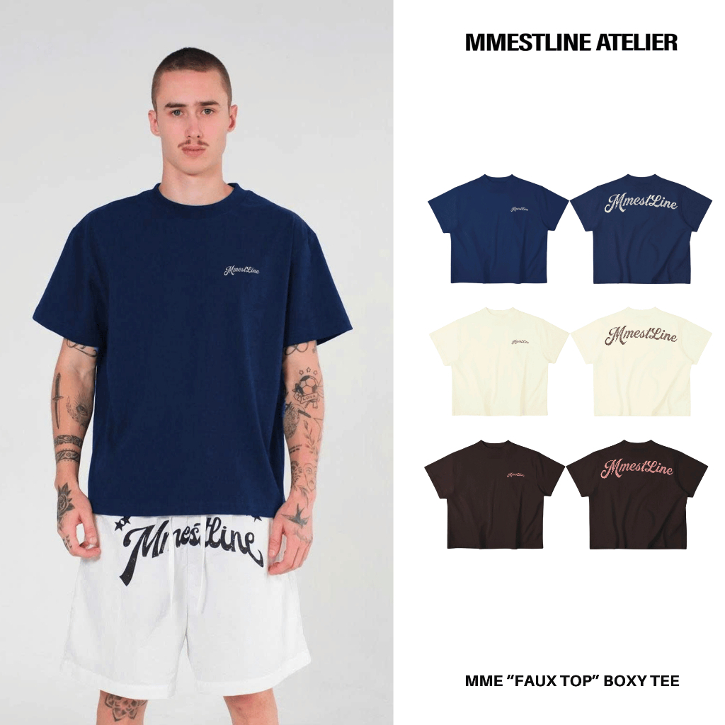 Áo Thun Mmestline " Faux Top " Form Boxy Premium Cotton in Hiệu Ứng Giả Len