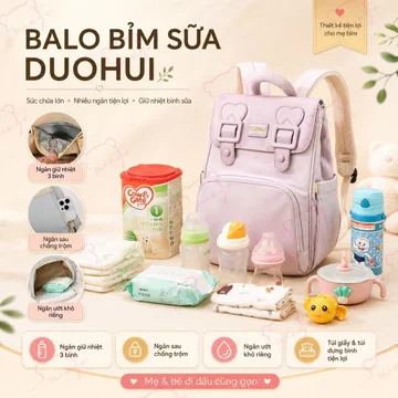 Balo Bỉm Sữa giữ nhiệt bình sữa Cho Mẹ Và Bé, Balo bỉm sữa cho mẹ và bé ra ngoài Mingo dung tích lớn