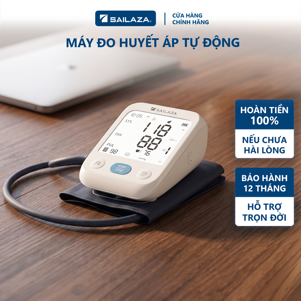 [CHÍNH HÃNG] Máy đo huyết áp tự động Sailaza ARM30G2, giọng nói tiếng Việt, màn hình 4.2 inch, bảo hành 5 năm