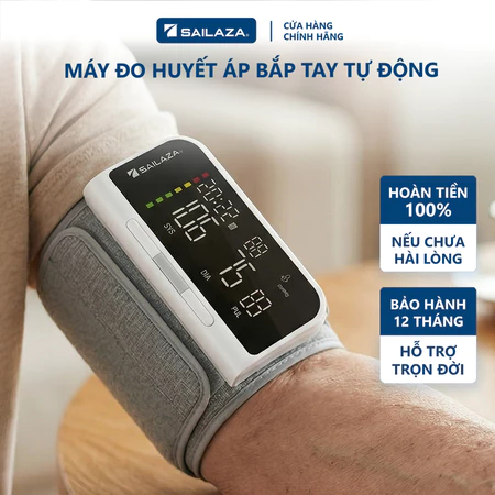 Máy đo huyết áp bắp tay tự động Sailaza AOJ33A, giọng nói tiếng Việt, pin sạc Type C, bảo hành 5 năm