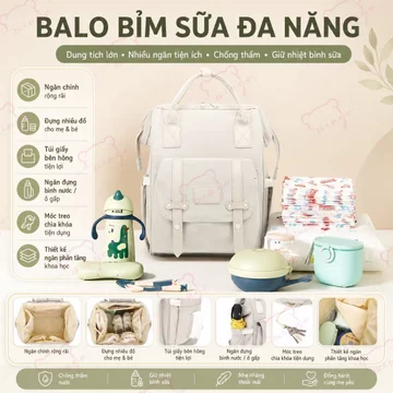 Balo bỉm sữa, túi đựng bỉm sữa cho mẹ bé CareFreeFox Douhui Bag giữ nhiệt tích hợp cổng sạc USB chống thấm