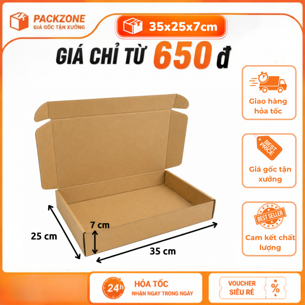 35x25x7 Combo 100 Hộp nắp gài đóng hàng, hộp carton đóng quà nắp cài đựng quần áo phụ kiện mỹ phẩm giá rẻ – PACKZONE