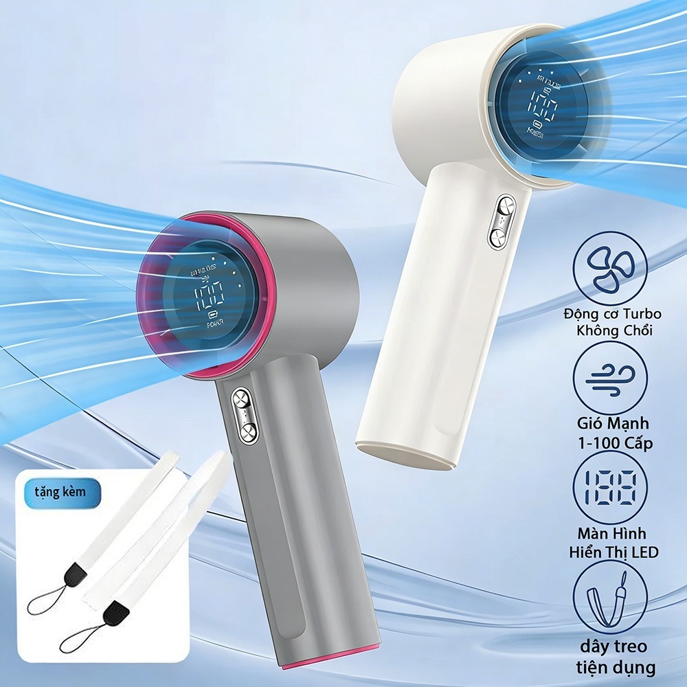 ⚡Quạt tích điện⚡Màn LED 4000mAh Sạc Nhanh Quạt tích điện gió mạnh tốc độ cao Quạt tích điện di động