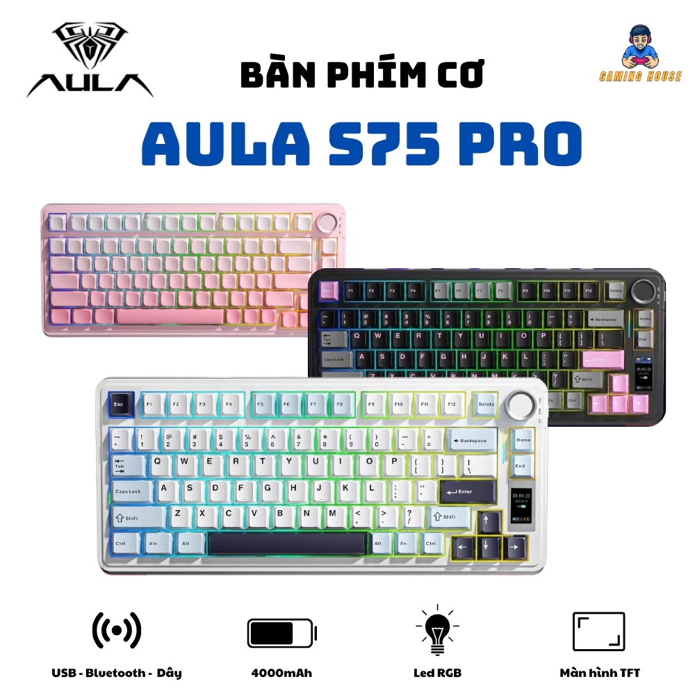 Bàn phím cơ không dây AULA S75 Pro