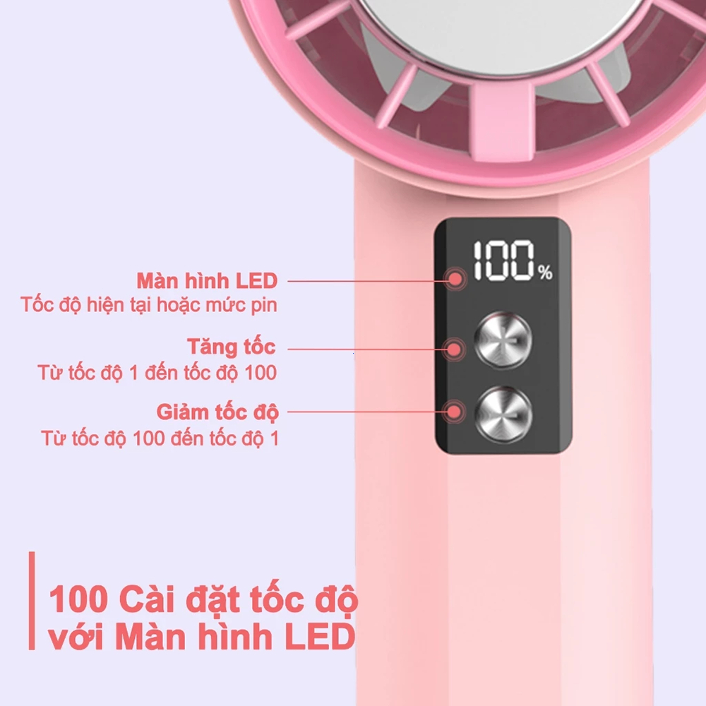 ⚡Quạt Cầm Tay Mini⚡  LED Màn hình 100 Cấp Quạt Mini hiệu quả đá lạnh Quạt Turbo tốc độ cao | BigBuy360 - bigbuy360.vn
