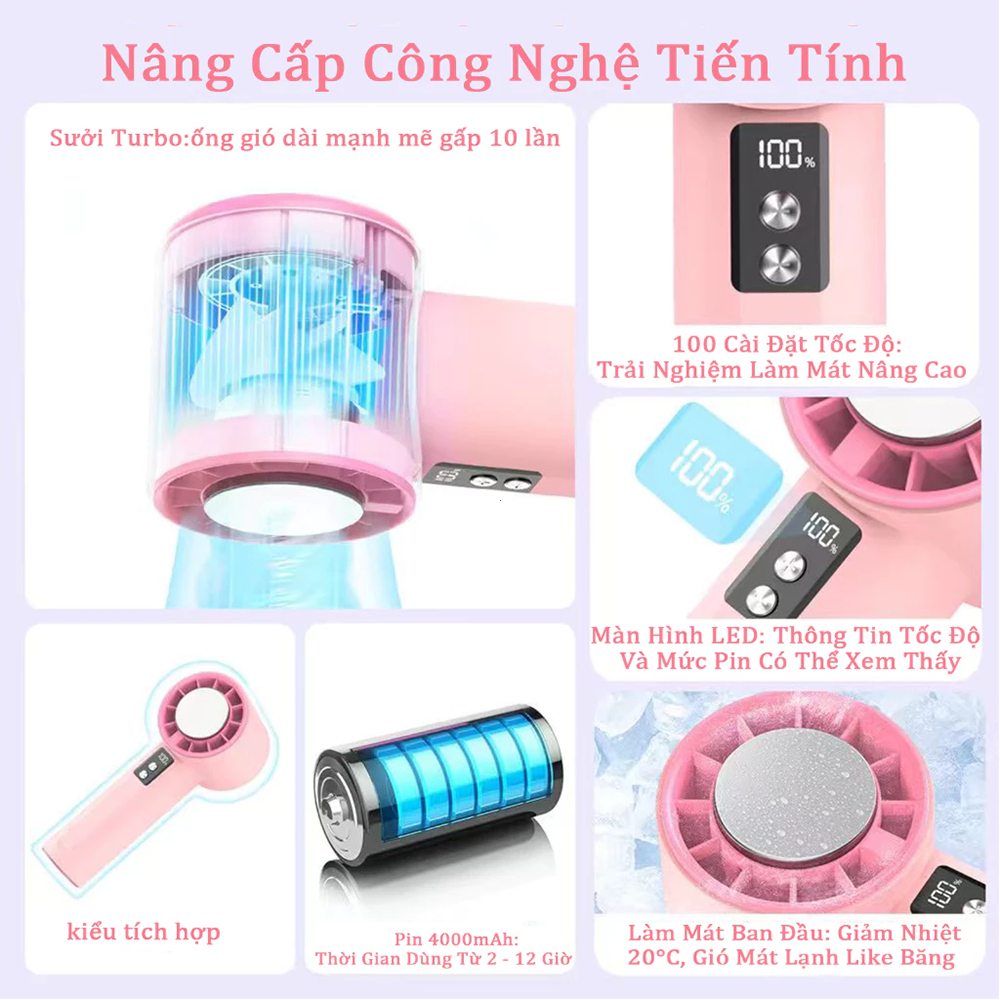 ⚡Quạt Cầm Tay Mini⚡  LED Màn hình 100 Cấp Quạt Mini hiệu quả đá lạnh Quạt Turbo tốc độ cao | BigBuy360 - bigbuy360.vn
