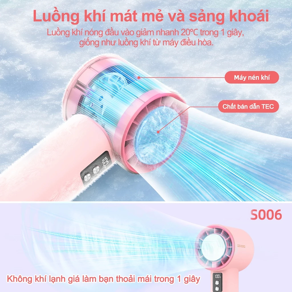 ⚡Quạt Cầm Tay Mini⚡  LED Màn hình 100 Cấp Quạt Mini hiệu quả đá lạnh Quạt Turbo tốc độ cao | BigBuy360 - bigbuy360.vn