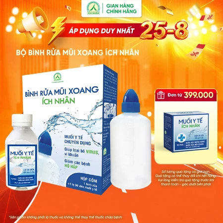 Bộ Bình Vệ Sinh Mũi Họng Và Viên Muối Ích Nhân Hỗ Trợ Giảm Xoang An Toàn Và Tiện Lợi