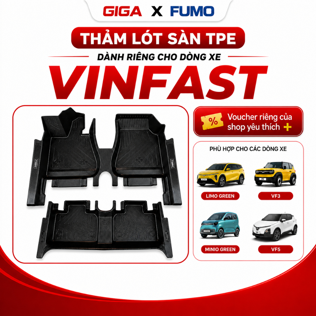 [ FUMO CHÍNH HÃNG ] Thảm lót sàn ô tô TPE cho xe VF2/Minio Green VF8 ALL NEW, VF5 , VF6, VF7, VF8, Limo Green
