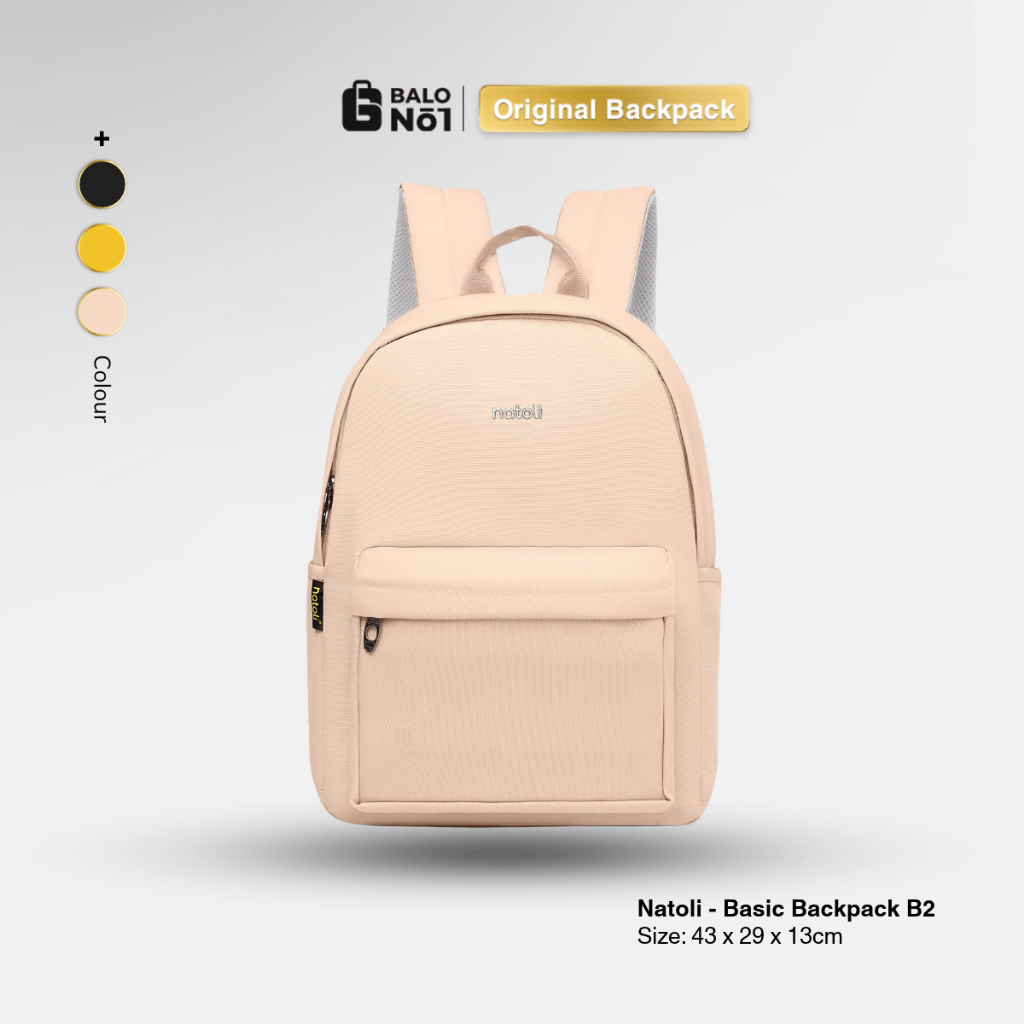 Balo đi học nam nữ Natoli Basic Backpack B2  nhiều ngăn chống nước nhiều màu trendy
