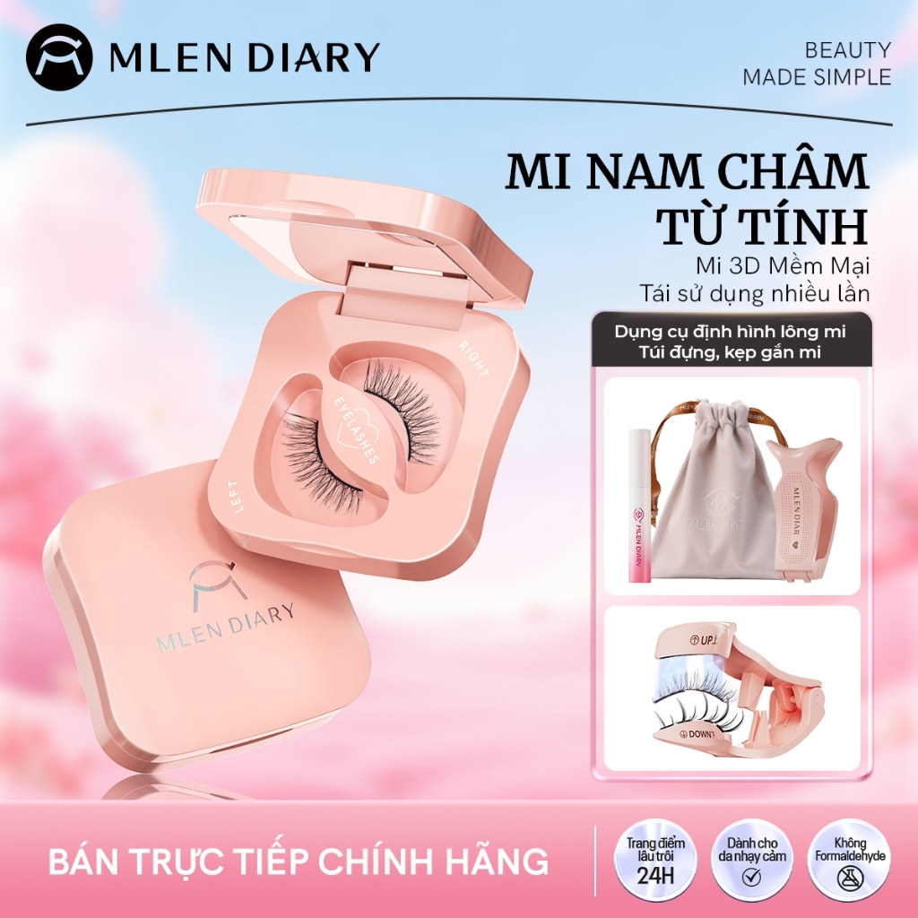 MLEN DIARY Mi Giả Nam Châm Lông Mi Từ Tính Có Thể Tái Sử Dụng Lông Mi Giả 3D Mềm Mại Lông Mi Giả Nam Châm Tiểu Yêu Nữ