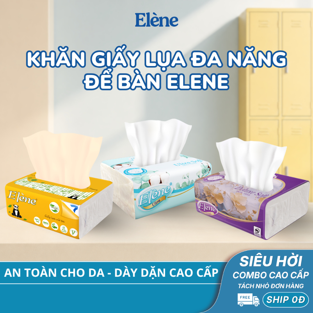 COMBO 16/30 GÓI Khăn Giấy Lụa 4/5 Lớp Rút Elene Ultra/Deluxe/Bamboo Cao Cấp, Mềm Mịn, An Toàn