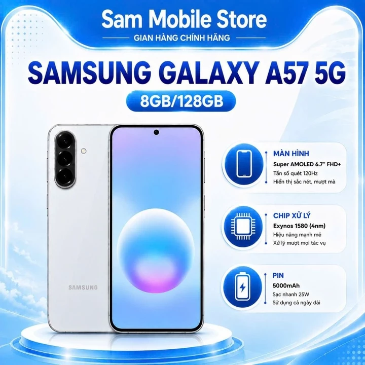 [GHN - Giao Ngay] Điện Thoại Samsung Galaxy A57 5G 8GB/128GB - Hàng Chính Hãng