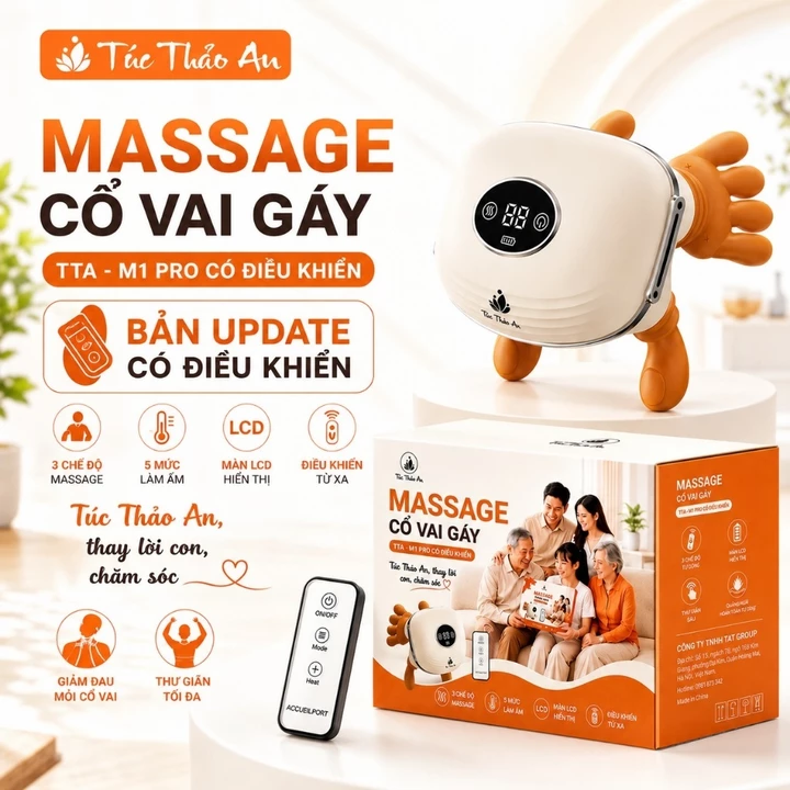 [BẢN CAO CẤP KÈM ĐIỀU KHIỂN] Máy Massage Bàn Tay Túc Thảo An Chườm Nóng Hồng Ngoại Massage Cổ Vai Gáy Giảm Đau Nhức