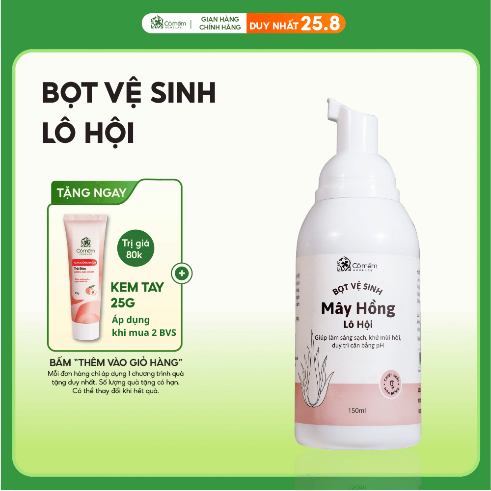 Bọt Vệ Sinh Phụ Nữ Mây Hồng Tinh Chất Lô Hội Dưỡng Ẩm Cỏ Mềm 150ml