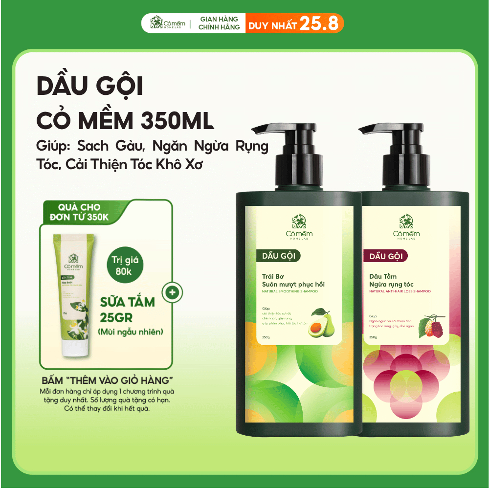 Dầu Gội Sach Gàu, Ngăn Ngừa Rụng Tóc, Cải Thiện Tóc Khô Xơ Gãy Rụng Chẻ Ngọn Cỏ Mềm 350ml