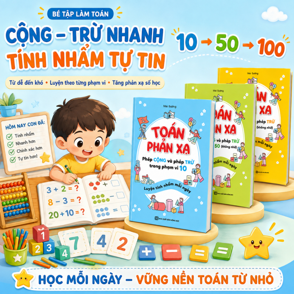 Sách Bé Tập Làm Toán, Luyện Tính Nhẩm Phép Tính Cộng và Trừ Trong Phạm Vi 10, 50 và 100