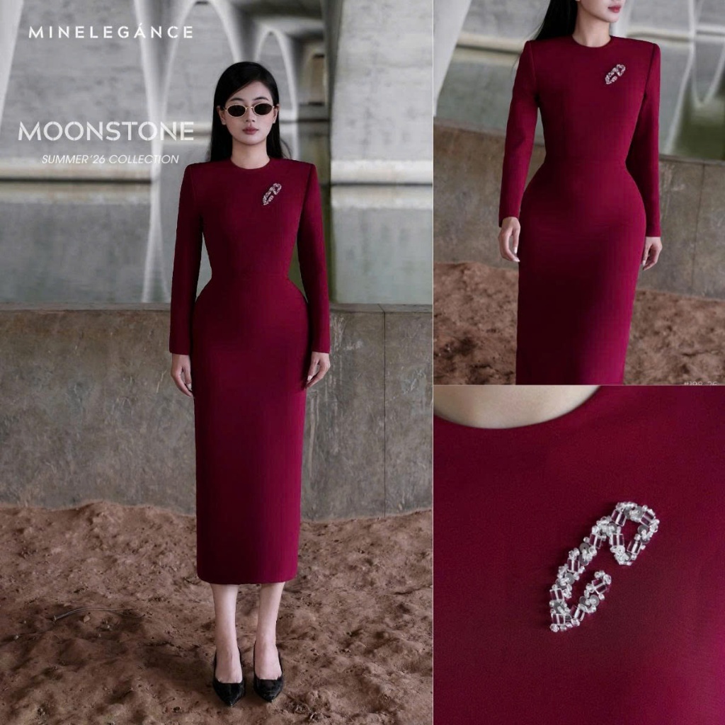 MINELEGÁNCE | VÁY BÚT CHÌ CÔNG SỞ DÁNG DÀI, SANG TRỌNG, THANH LỊCH - MIN198