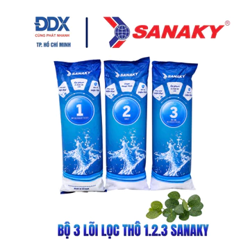 Bộ 3 Lõi Lọc Thô 123 Sanaky | Bộ Lõi Lọc Thay Thế Máy Lọc Nước RO Lõi PP Than Hoạt Tính Dễ Thay