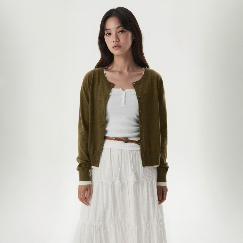 Áo Cardigan WHO.A.U Layered R-neck Cardigan_WHCKGB823F
