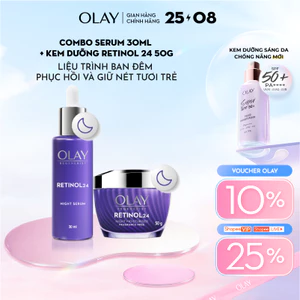 [LS] Combo 2: Kem Dưỡng Ẩm Ban Đêm + Serum OLAY RETINOL24 Giúp Mờ Nếp Nhăn 50G + 30ML
