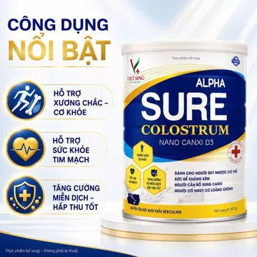 sữa Alpha Sure Colostrum Nano Canxi D3 – Hỗ trợ xương chắc khỏe, bổ sung dinh dưỡng cho người trung niên và cao tuổi