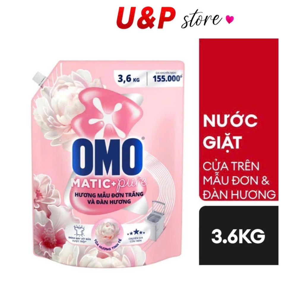 Nước Giặt OMO Matic Mẫu Đơn Túi 3.6kg