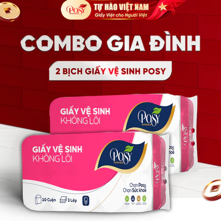 [COMBO GIA ĐÌNH] - MUA 2 BỊCH GVS POSY 10 CUỘN 3 LỚP CÓ LÕI - KHÔNG LÕI mềm mịn, tiết kiệm cho gia đình