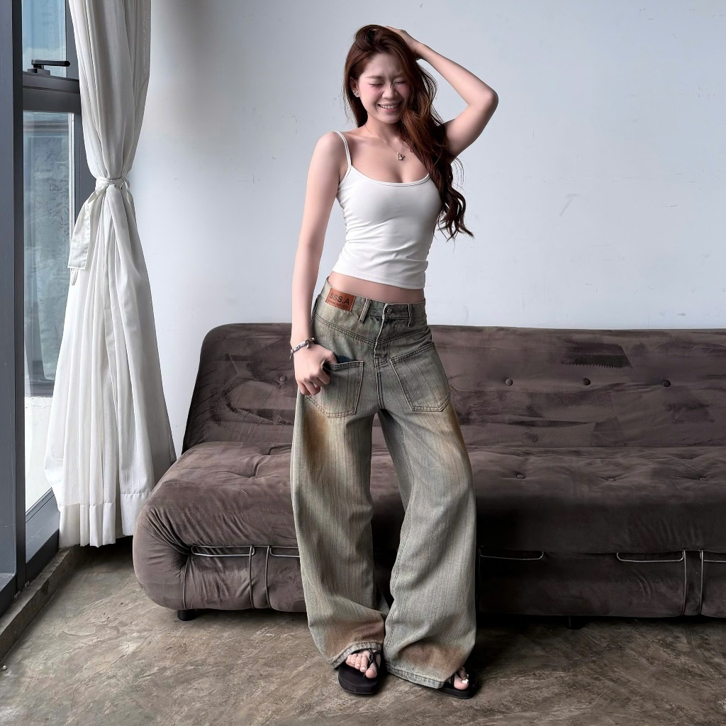 Quần Jean Ống Rộng Suông May Ngược Unisex Tôn Dáng Baggy Nam Nữ SSSTORE.Aesthetic - J16 | BigBuy360 - bigbuy360.vn
