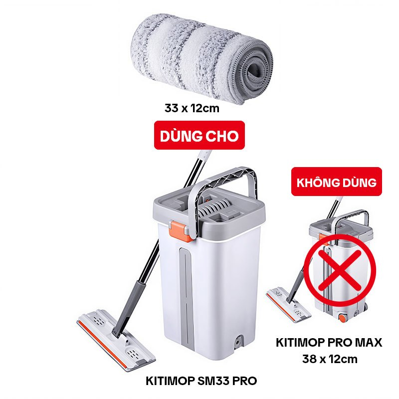 Bông Lau Nhà Thay Thế KITIMOP SM33 PRO-1, Dùng Cho Cây Lau Nhà Tự Vắt KITIMOP SM33 PRO